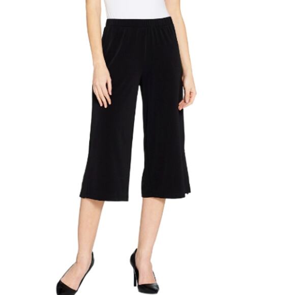 Susan Graver Black Cropped Pants with Side Slits - Picture 2 of 11